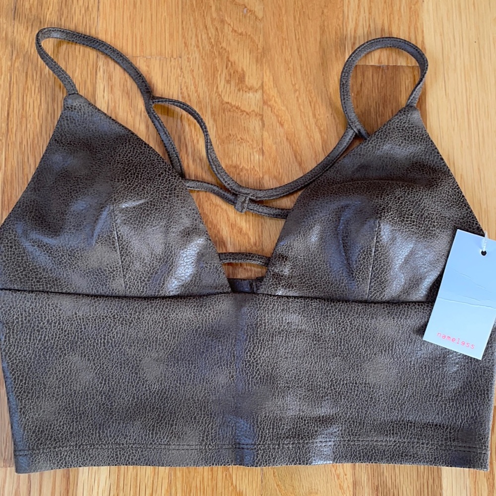 NWT New with Tags Tobi Nameless Snakeskin Brown Tan Crop Top